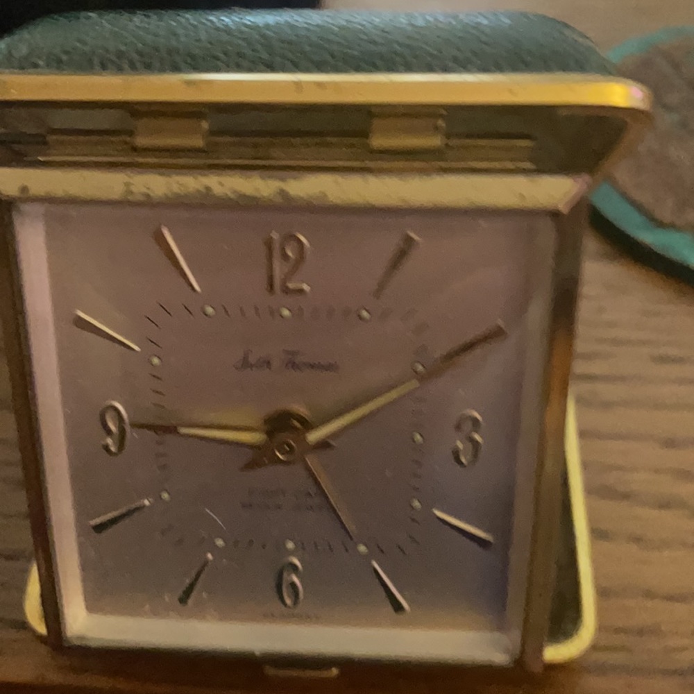 Vintage Seth Thomas eight day, seven jewel travel alarm clock, made in Germany